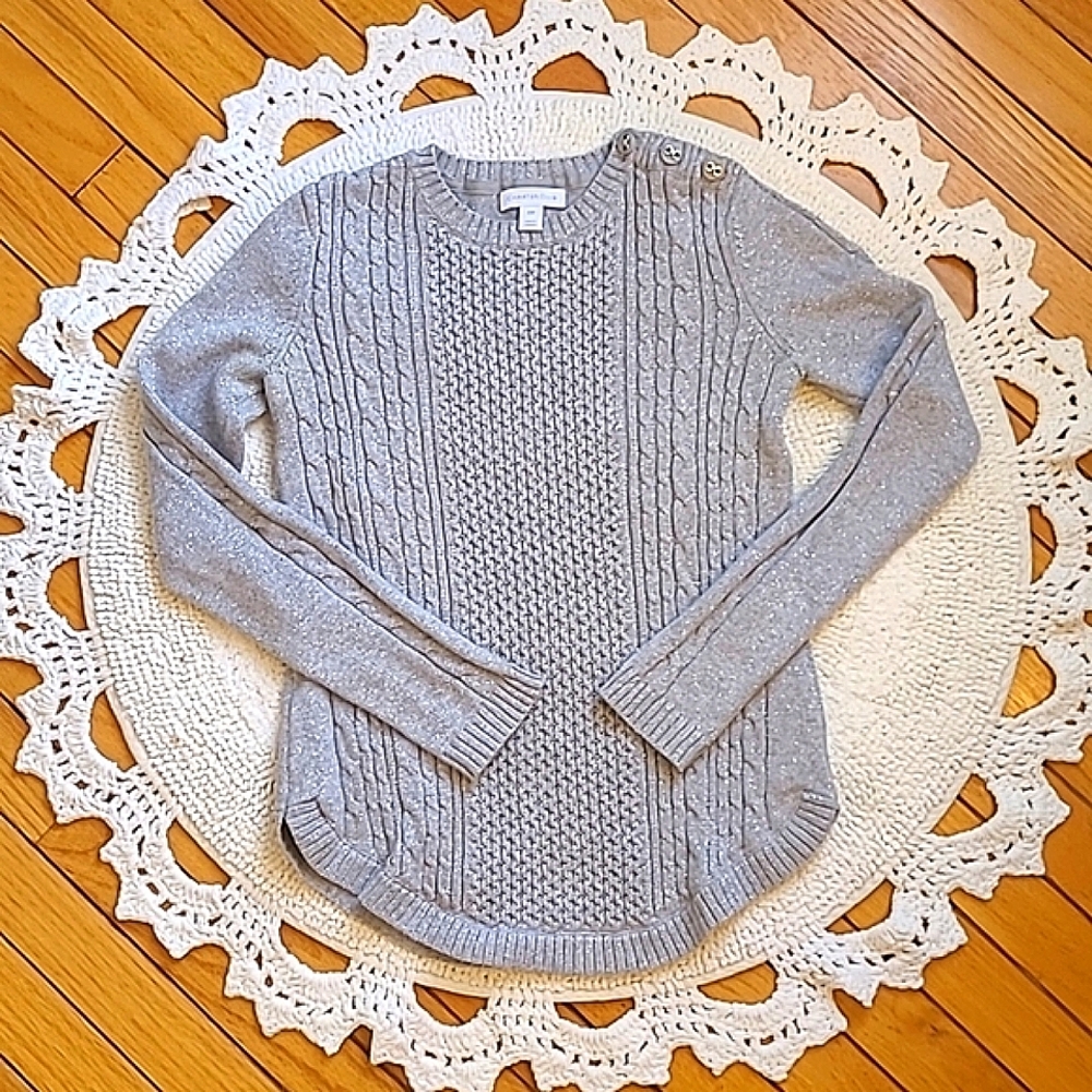 CHARTER CLUB Petite Small Silver Sweater